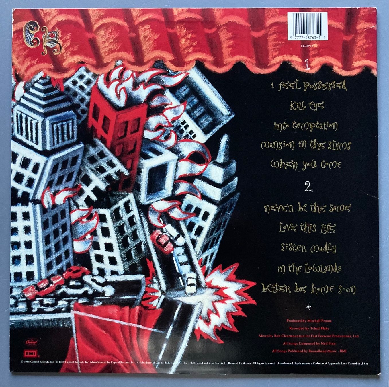 Dischi in vinile: CROWDED HOUSE - TEMPLE OF LOW MEN – Usato da Poliez-Pittet venduto da Newtown-Records 1