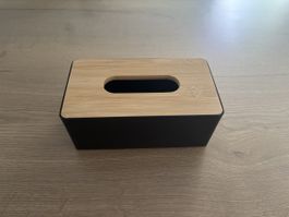 Taschentuchbox schwarz mit Bambus Deckel