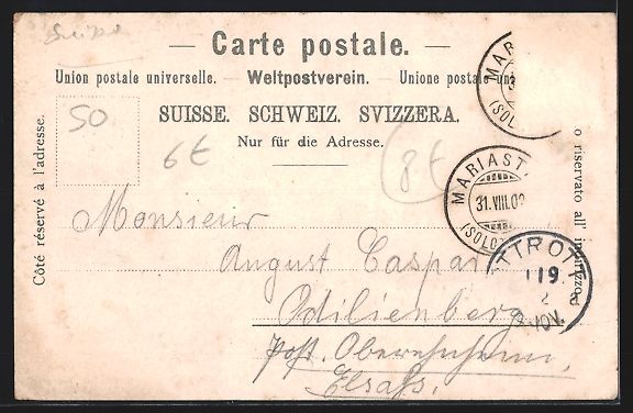 Cartes postales: AK Mariastein, Hotel de la Poste, 1902 – D'occasion à Berlin par bartko-reher 1