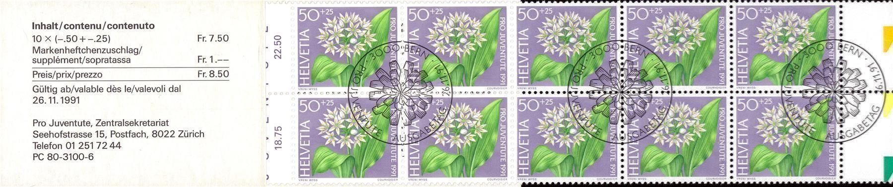 Tutti i francobolli: 1991 Pro Juventute MH ES KW 25.- – Usato da Eggersriet venduto da stamp303 1