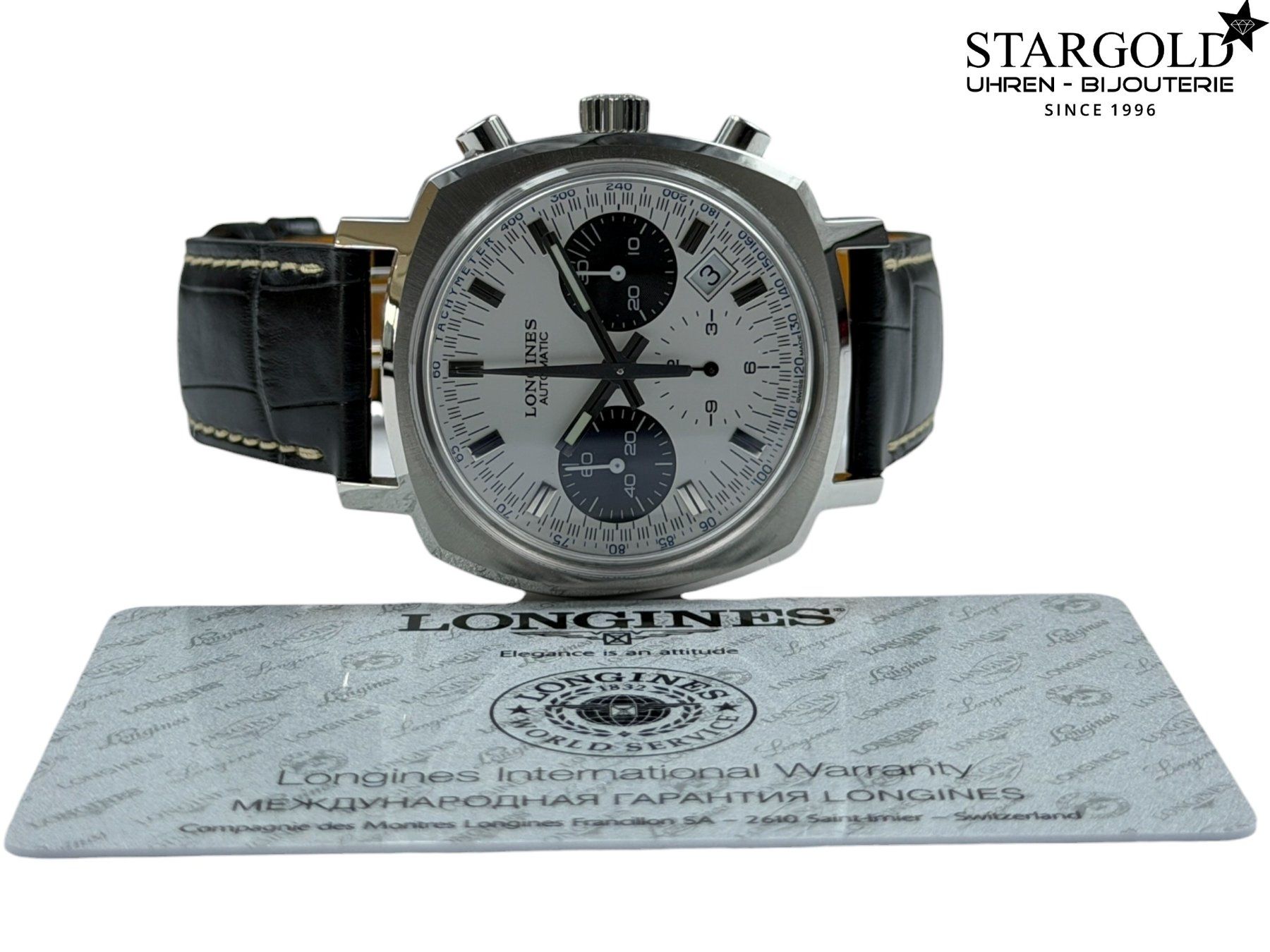 Longines Orologi: Longines Heritage 1973 Column-Wheel Chronograph - L2.791.4.7 – Nuovo e nell'imballaggio originale da Zürich venduto da Stargold-Uhren 7