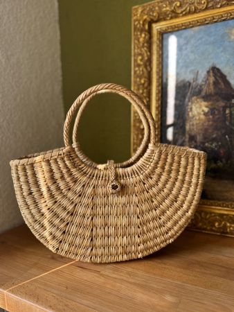 Vintage Junco Handbag - Natural Woven Summer Bag Chic!