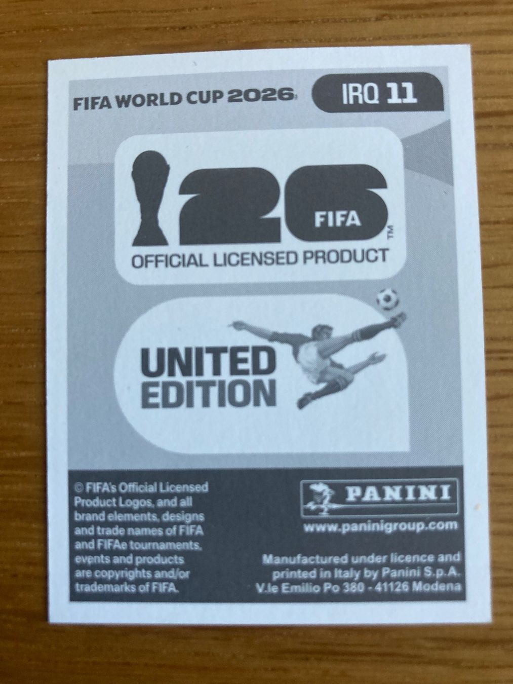 Panini Carte collezionabili: WM Sticker IRQ 11 – Nuovo (secondo la descrizione) da Winterthur venduto da Whitefish 1