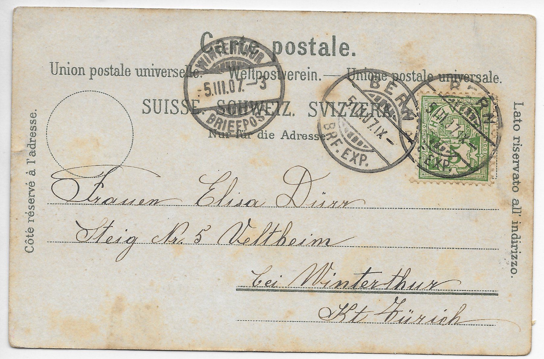 Cartoline postali: Bern - Bärenplatz um 1907 – Usato da Hefenhofen venduto da Richsalz 1