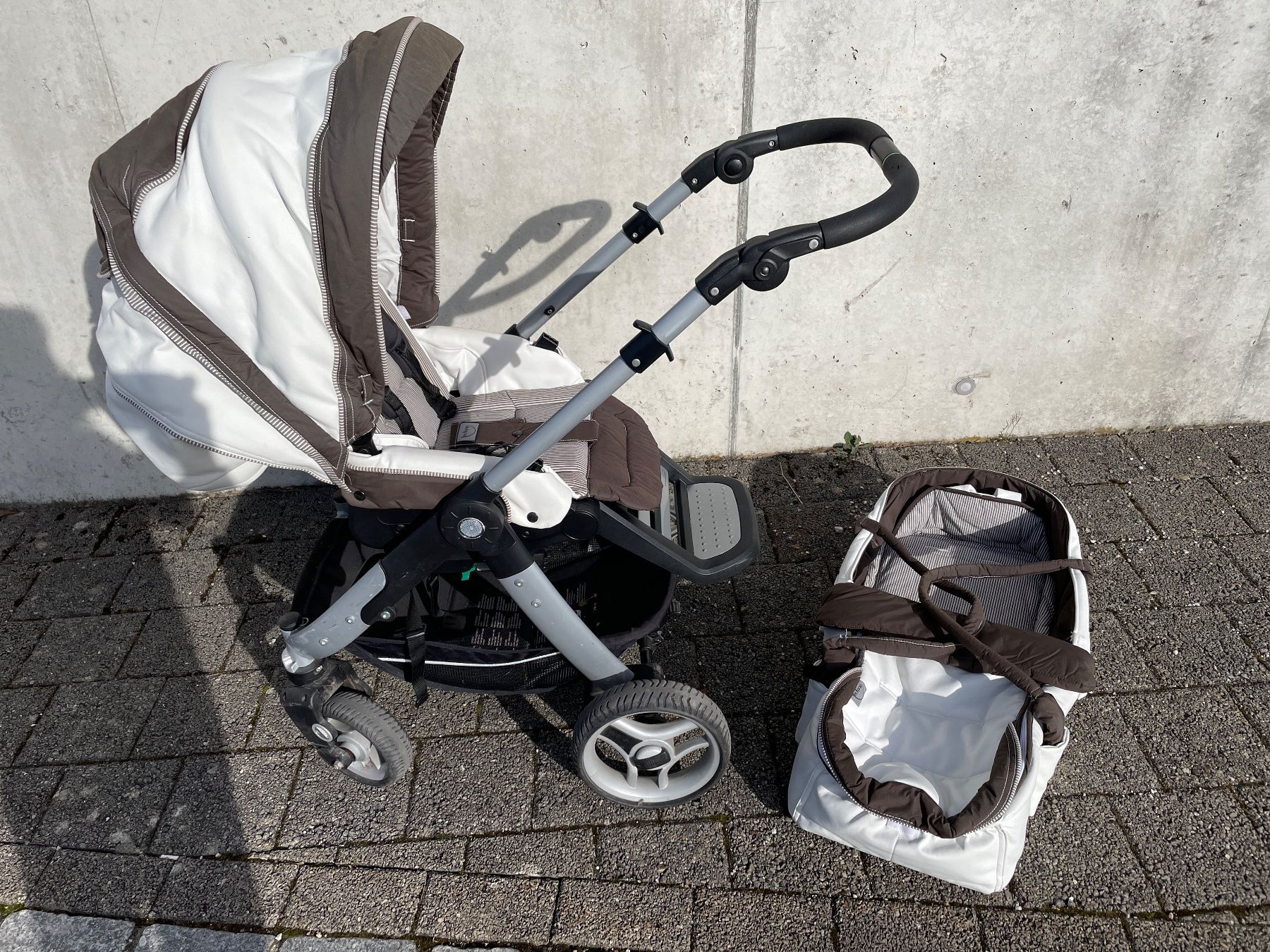Teutonia Cosmo Kombikinderwagen in weiss/braun (Gebraucht) in Bachenblach  fr CHF 50  nur Abholung auf Ricardo kaufen