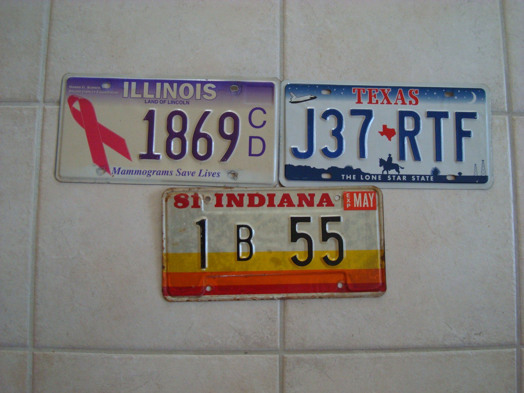 Schilder: ILLINOIS TEXAS UND INDIANA – Gebraucht aus Scherz von 5246