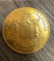 Pièce Or Napoléon III, 50 Francs, 1857 - Tête Nue