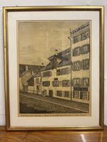 Radierung ‚Steinenvorstadt Basel‘ im Rahmen