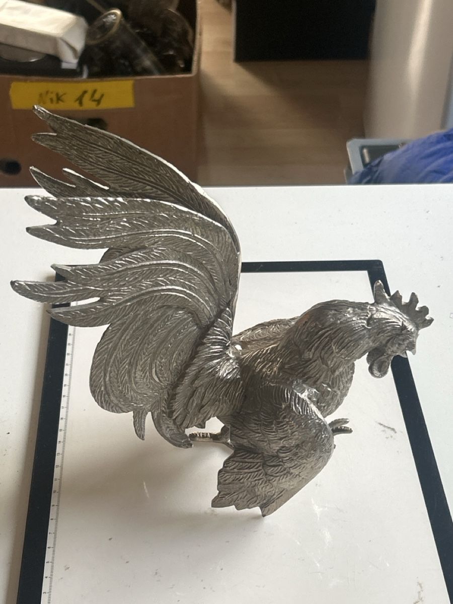 Statuette: Dekofigur Hahn Metall versilbert (I11) – Usato da Neuenhof venduto da bro_9zsg 2