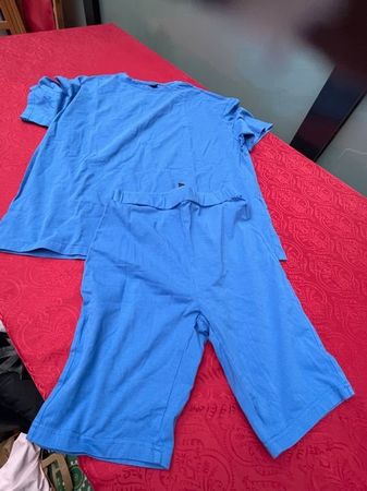 Damen Pyjama Strand Set kurz blau 36 (S) 95% Baumwolle