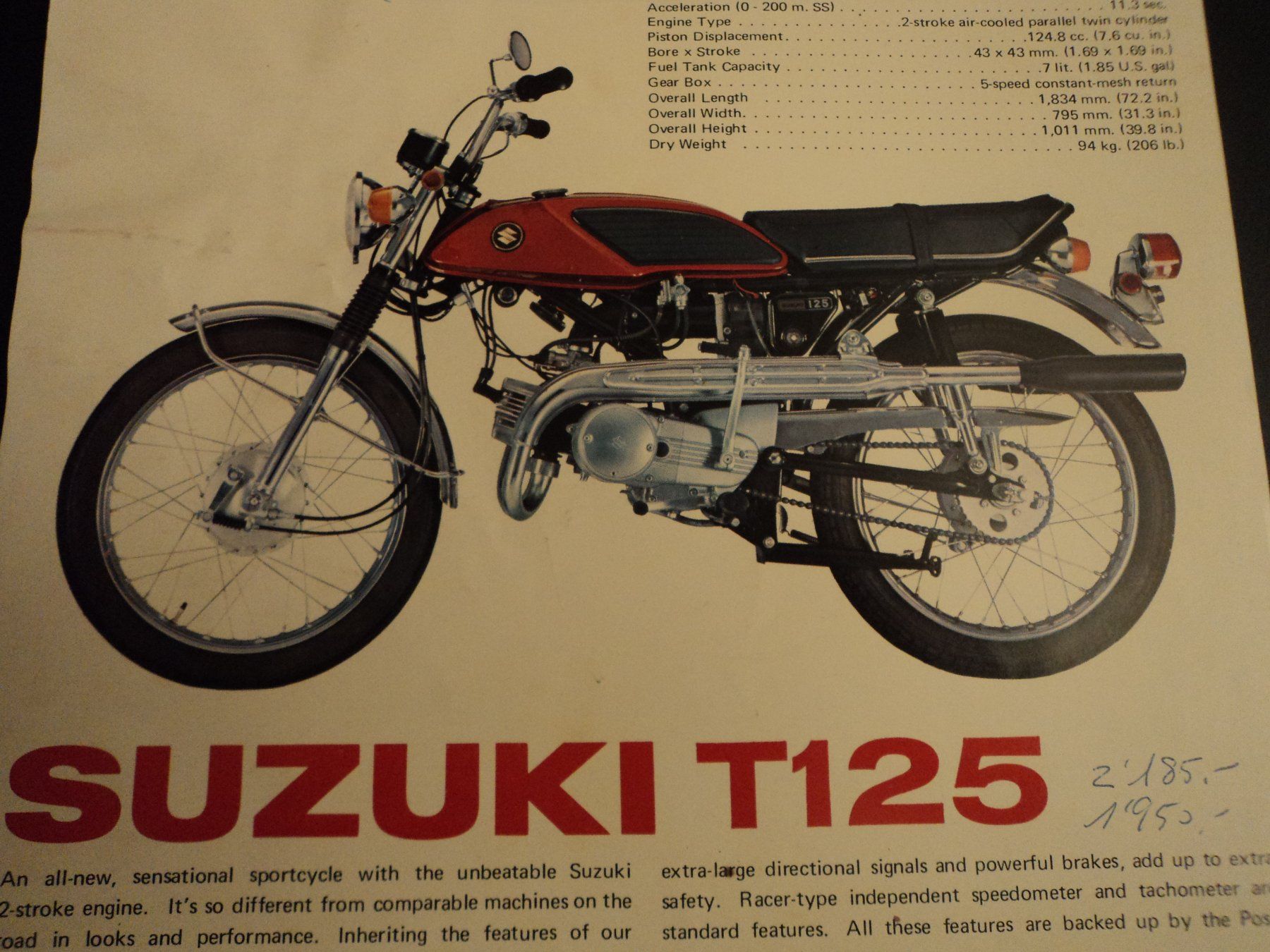 Documenti: Prospekt Suzuki T125 1968 Flying Leopard – Usato da Schwarzenburg venduto da modelCARama 2