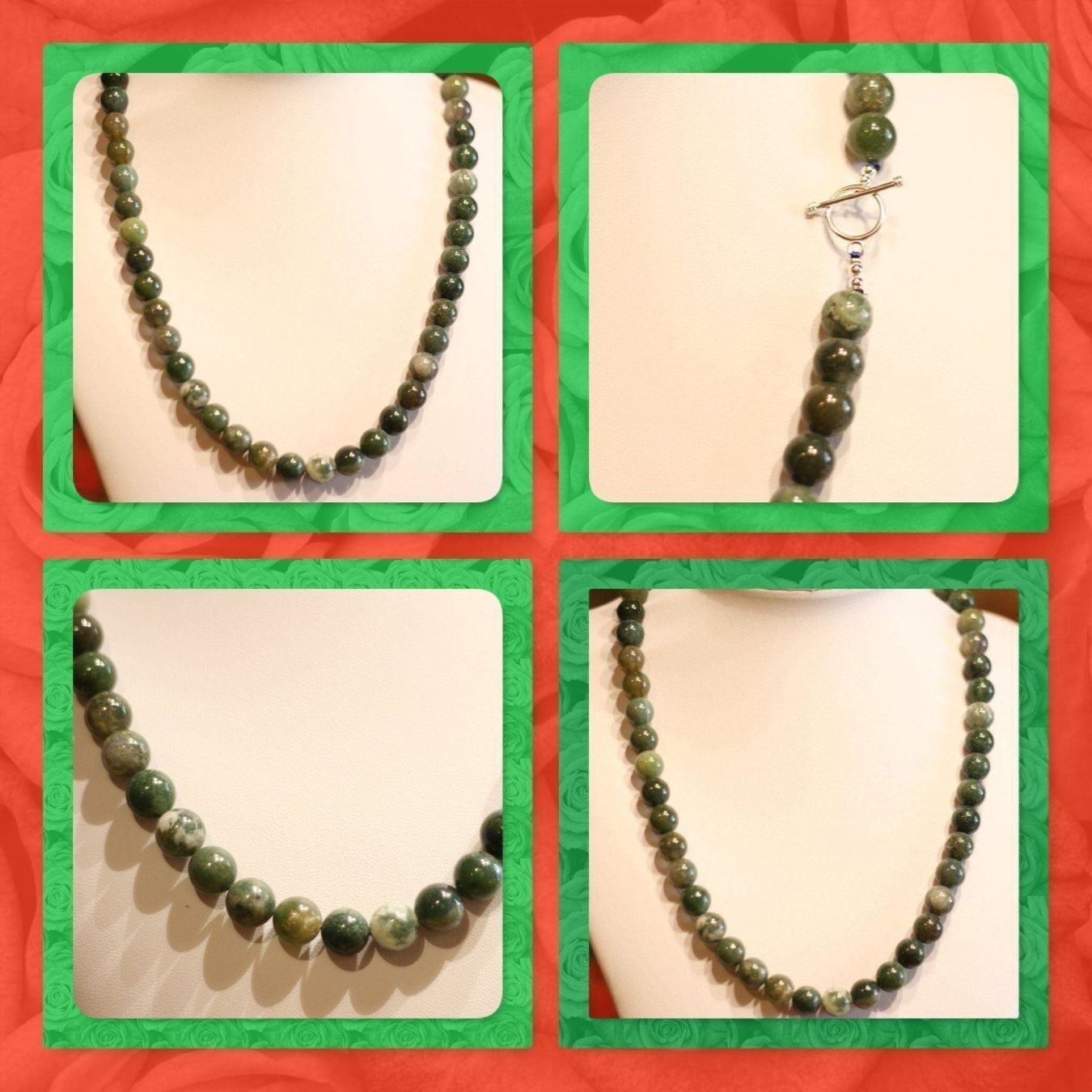 Ketten: Neu:Moosachat Kugel Kette Collier – Neu (gemäss Beschreibung) aus Matten b. Interl von EdelsteineInterlaken 3