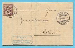 Faltbrief von Luzern nach Malters 1891