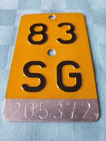 Velonummer SG 83 gelb