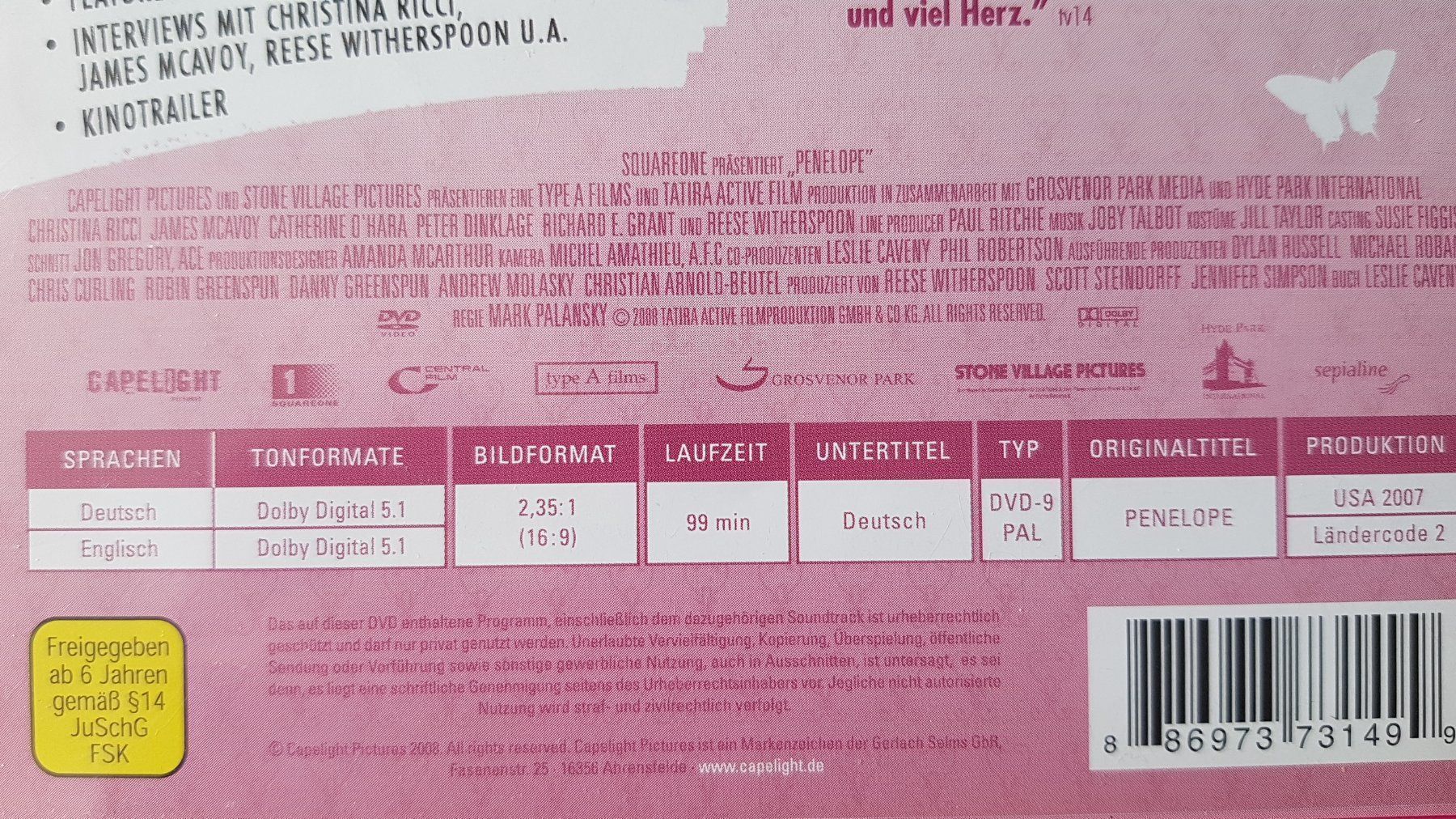 Alle DVDs: DVD Penelope / Christina Ricci – Gebraucht aus Oetwil am See von fineli2 1