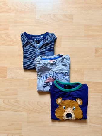 Drei Langarmshirts für Buben, gebraucht, Gr. 110-116