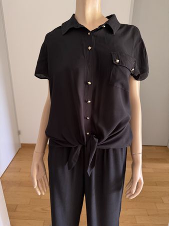 Guess Bluse schwarz Grösse XL Kurzarmbluse kurzarm 