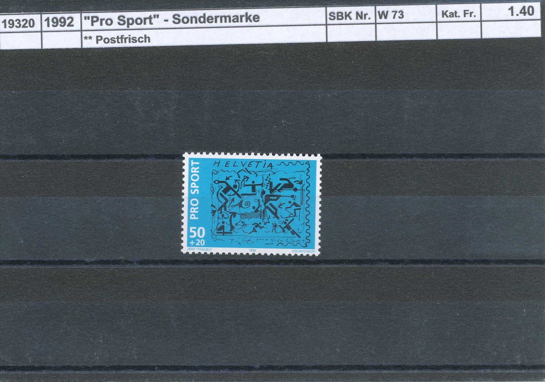 Tutti i francobolli: 1992 "Pro Sport" - Sondermarke, ** postfrisch – Nuovo (secondo la descrizione) da Winterthur venduto da Zupogeru