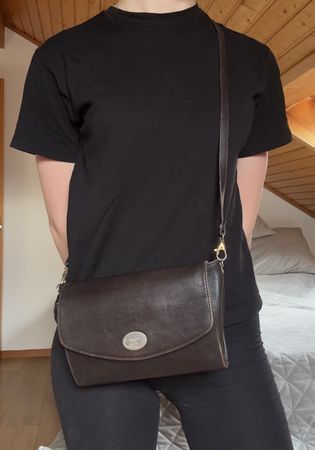 Sac en cuir véritable marron foncé