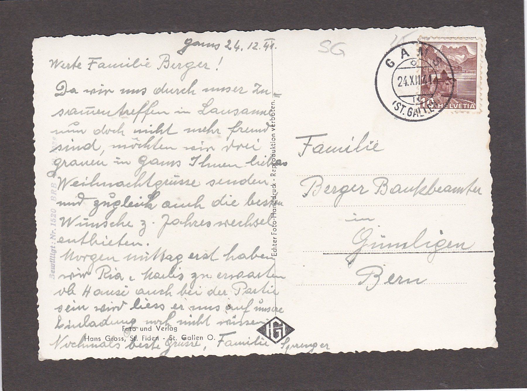 Cartoline postali: GAMS 1941 – Usato da Reiden venduto da cinfis 1