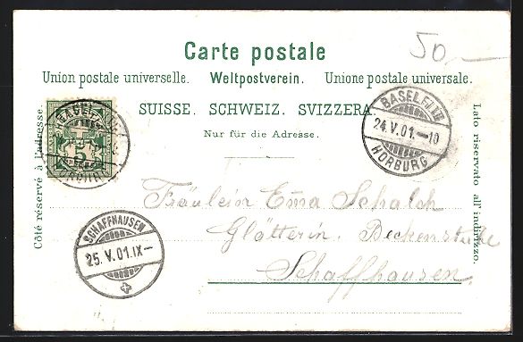 Cartoline postali: Litho Basel, Marktplatz mit Rathaus – Usato da Berlin venduto da bartko-reher 1
