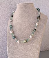 Collier mit Perlen und Fluorit Silber