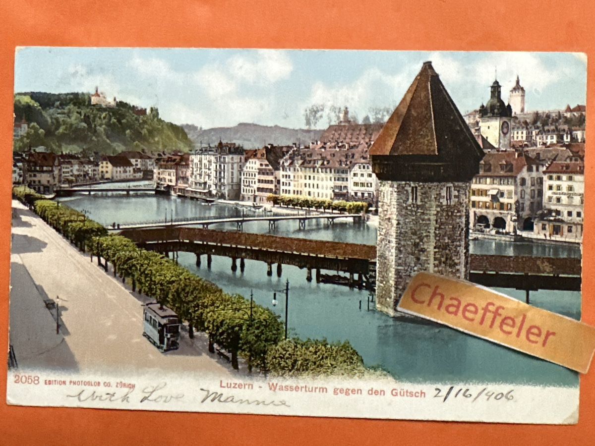 Cartoline postali: 1907 Luzern - Wasserturm gegen den Gütsch.   – Usato da Zürich venduto da Chaeffeler