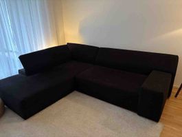 Ecksofa Stoff schwarz mit Récammiere