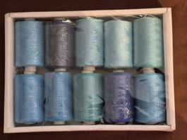 Blaues Nähgarn, 10 Spulen, für Bastelarbeiten
