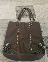 Grosse braune Damen-Handtasche Shopper Kunstleder