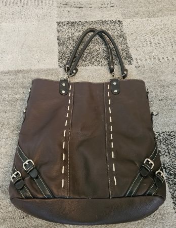 Grosse braune Damen-Handtasche Shopper Kunstleder