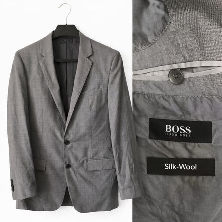 Veste Hugo Boss Homme,Taille 46, gris taupe, Silk wool