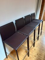 4 x Barstühle, dunkelbraune Lederoptik