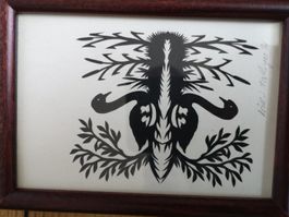 Scherenschnitt  Unleserlich Handsigniet