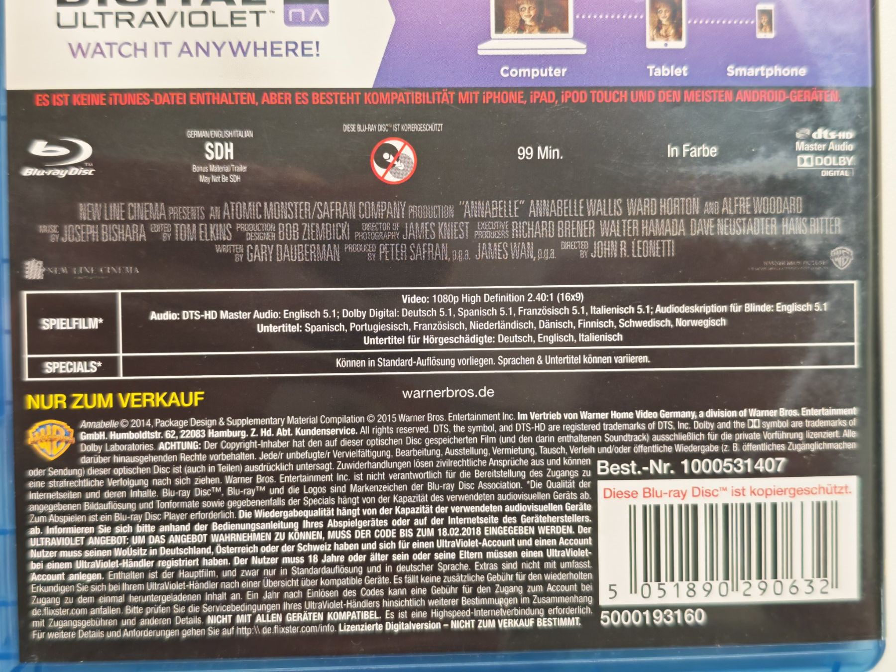 Tutti i DVDs: Annabelle – Usato da Liestal venduto da Kratzilla 3