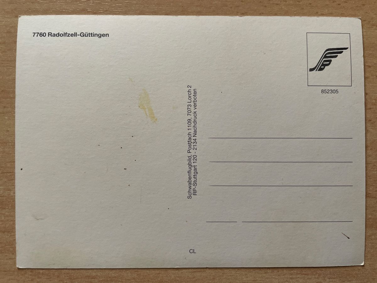 Cartoline postali: Alte Ansichtskarte Radolfzell-Güttingen, Luftbild – Usato da Neuhausen am Rheinfall venduto da Arielle55 1