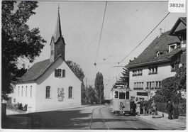 Zürich - Alte Kirche Flutern um 1939 - Tram - Repro