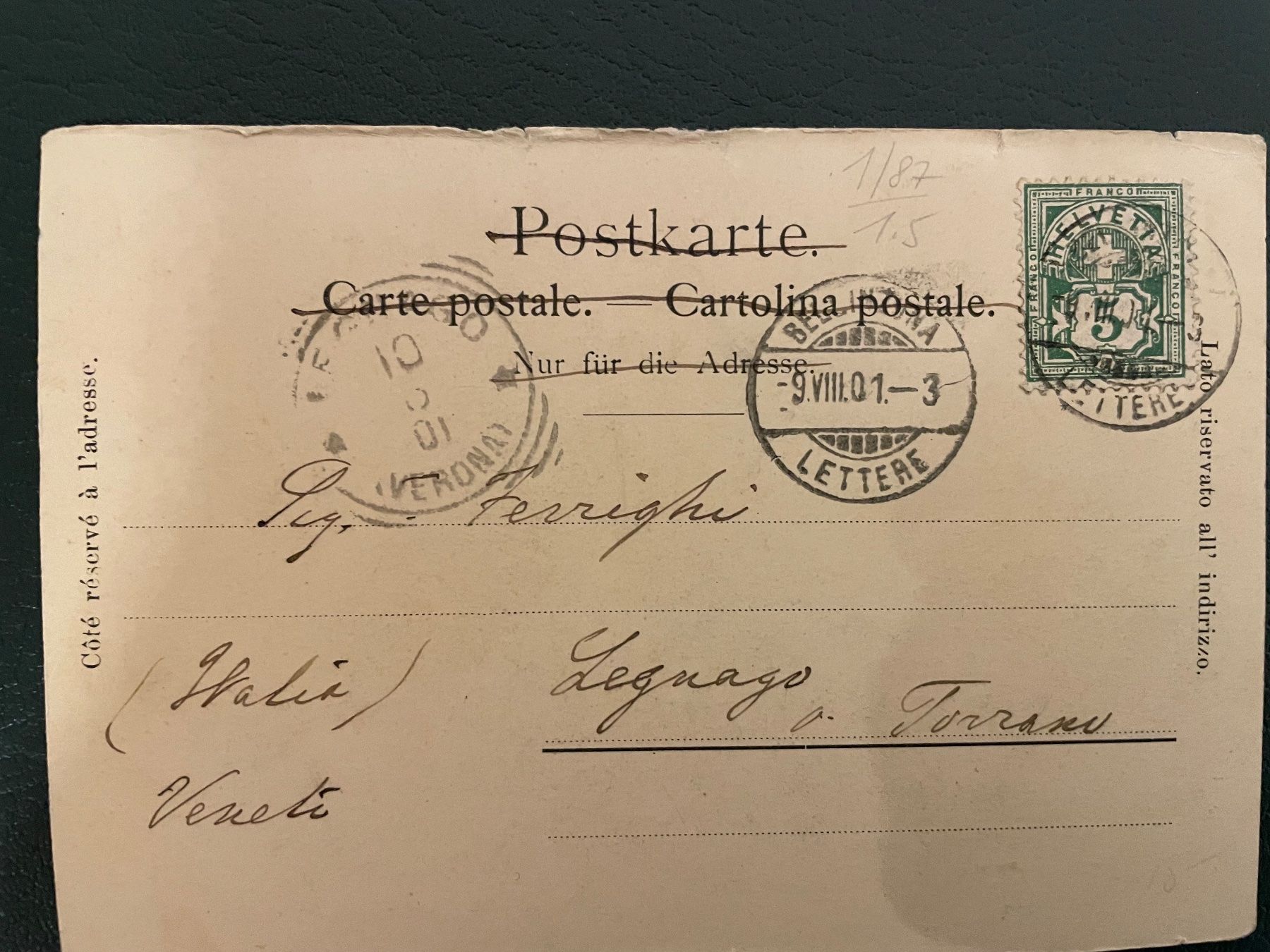 Cartoline postali: Bellinzona Nosetto 1901 – Usato da Faido venduto da Luca555 1