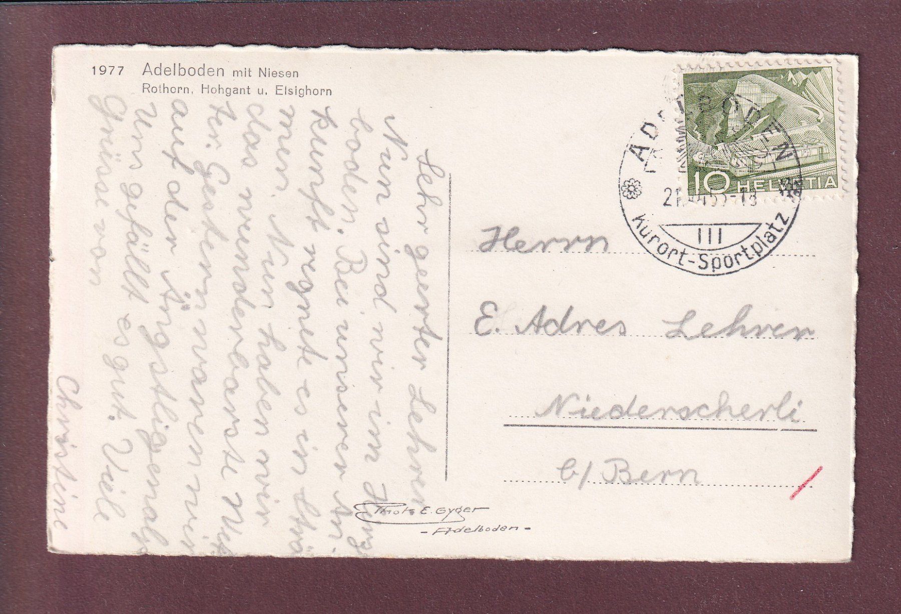 Cartoline postali: ADELBODEN - Niesen - 1953 – Usato da Pully venduto da nicecards 1