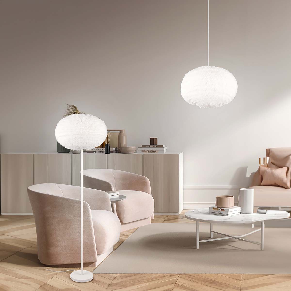 Lampadari & plafoniere: Pendelleuchte, Weiss, Plüsch, 50 cm Ø – Nuovo (secondo la descrizione) da Kreuzlingen venduto da Smart-Light 1