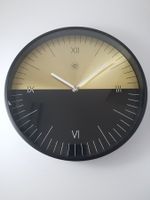 Half Uhr Wanduhr Schwarz Goldig Metall
