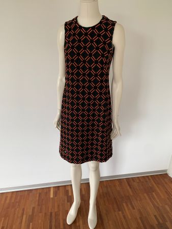 AKRIS: Exklusives grün/orange gemustertes Kleid, 36