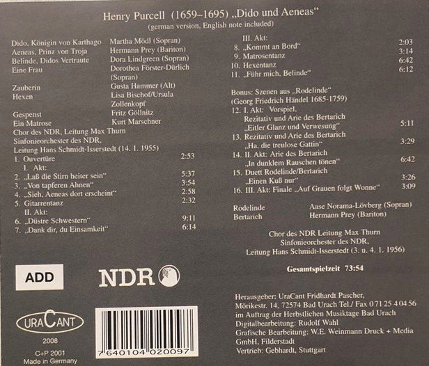 CD: Purcell - Dido und Aeneas – Usato da Grüningen venduto da azulamarillo 1