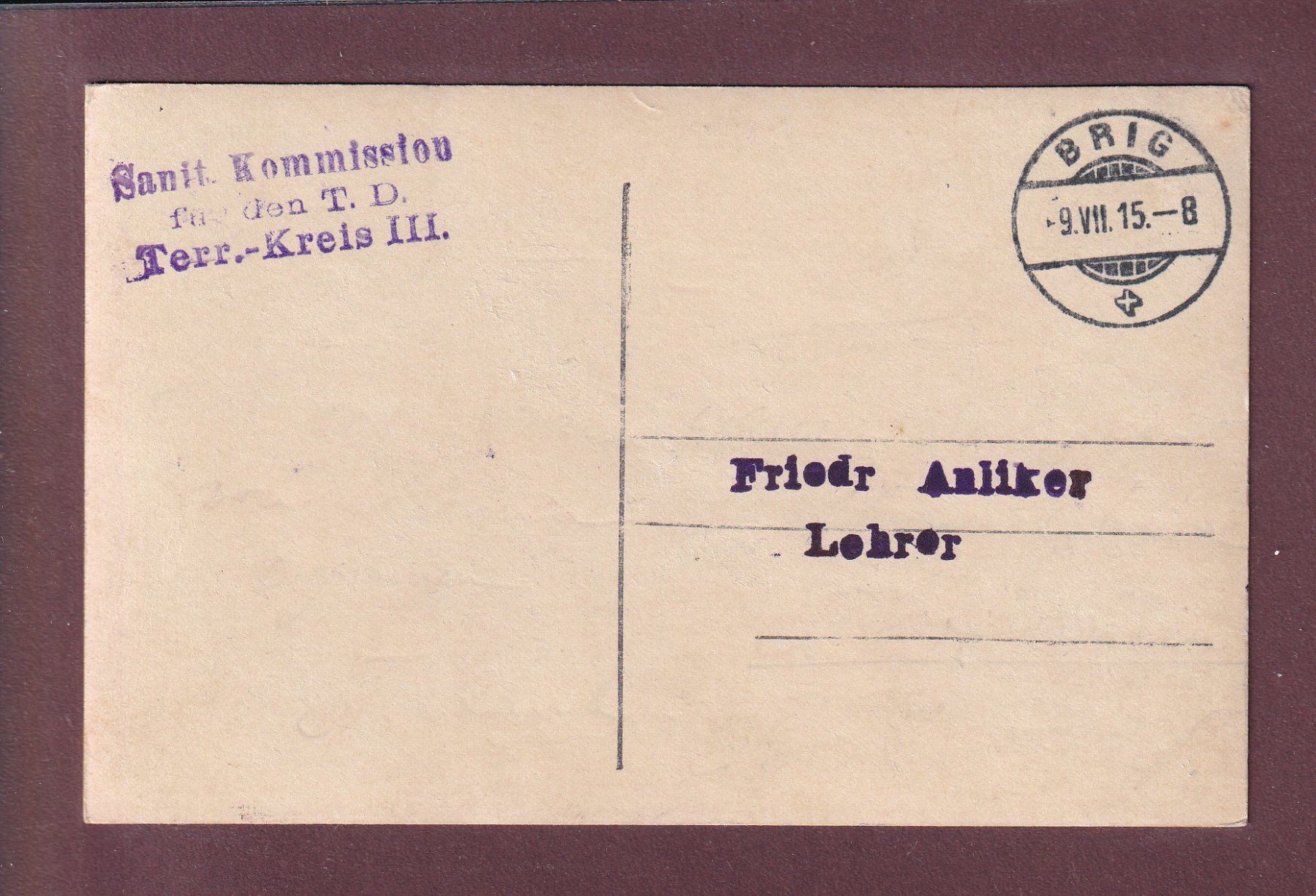 Cartoline postali: BRIGUE - Eglise et Château - 1915 Feldpost – Usato da Pully venduto da nicecards 1
