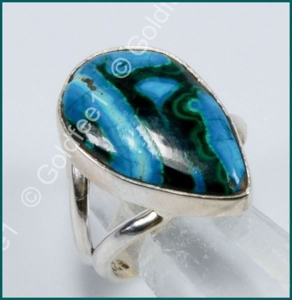 Anelli: MALACHITE IN CHRYSOCOLLA, Ring 925 Silber – Nuovo e nell'imballaggio originale da Oberglatt ZH venduto da Goldfee1