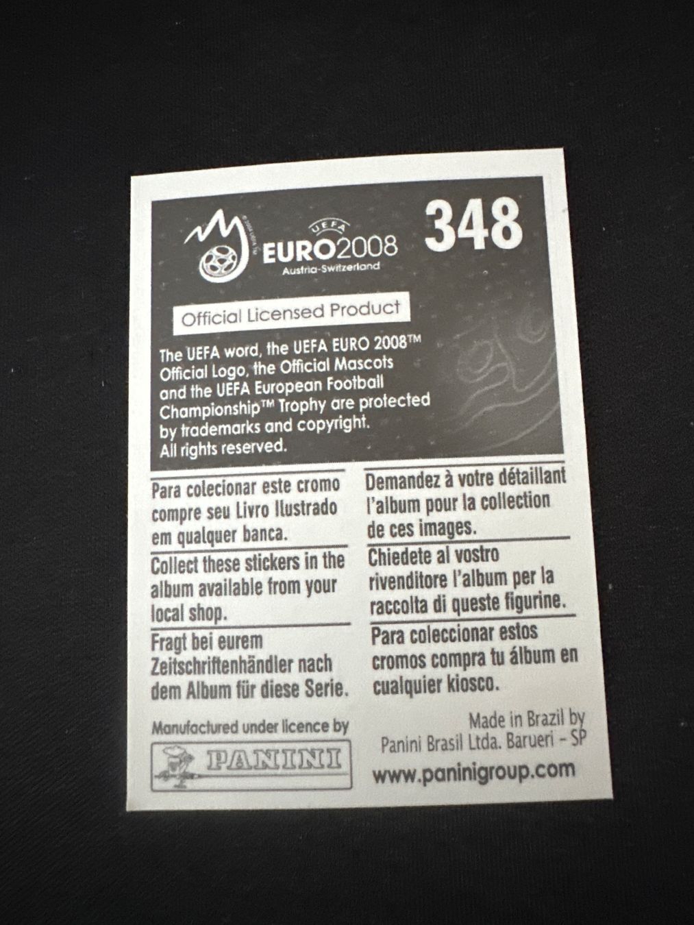 Panini Carte collezionabili: Panini UEFA EM 2008 Sticker - Nr. 348 – Usato da Sulz AG venduto da DealWerk 1