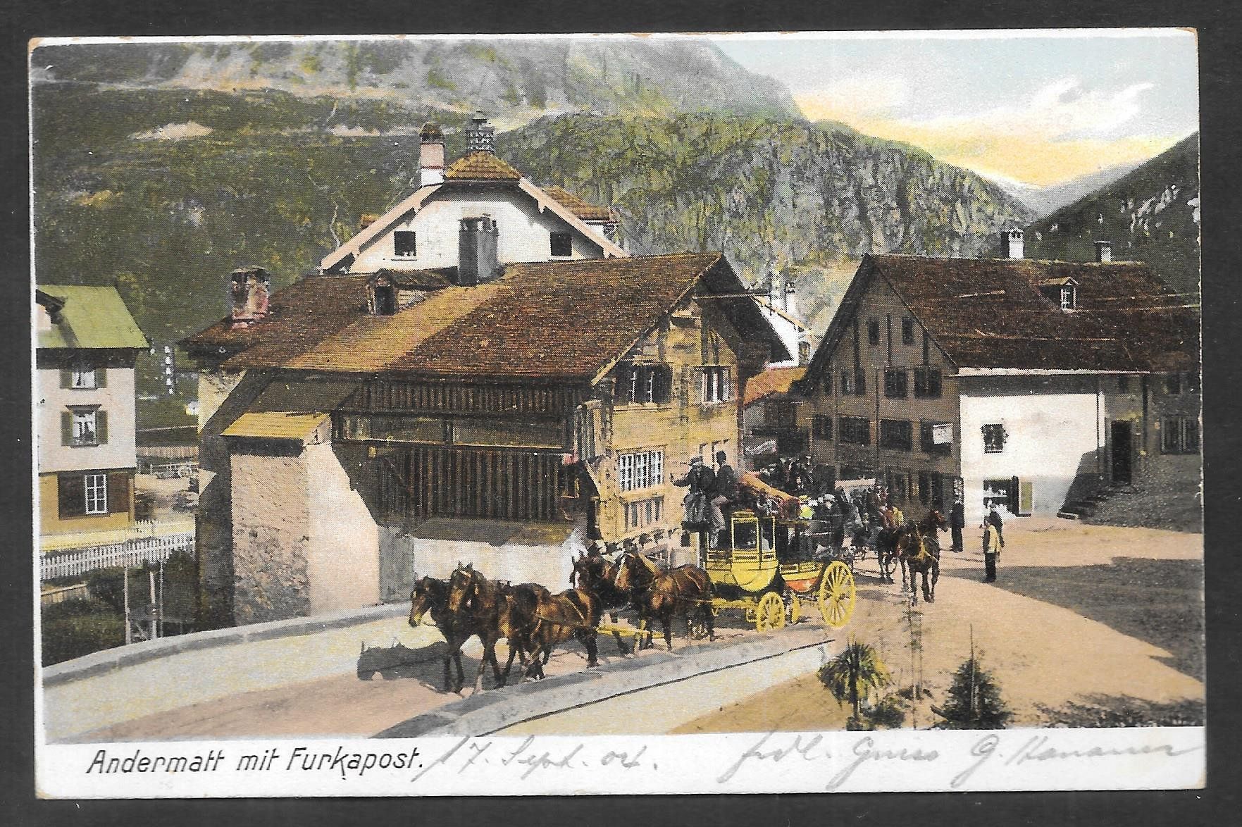 Ansichtskarten: Andermatt mit Furkapost diverse Postkutschen – Gebraucht aus Olten von clotaldi