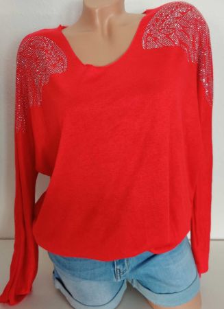 Feinstrick Pulli mit Strass EG 40 -46 AA 62-67 Länge