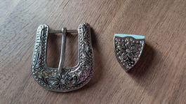 Gürtelschnalle Country mit Strass-Verzierung