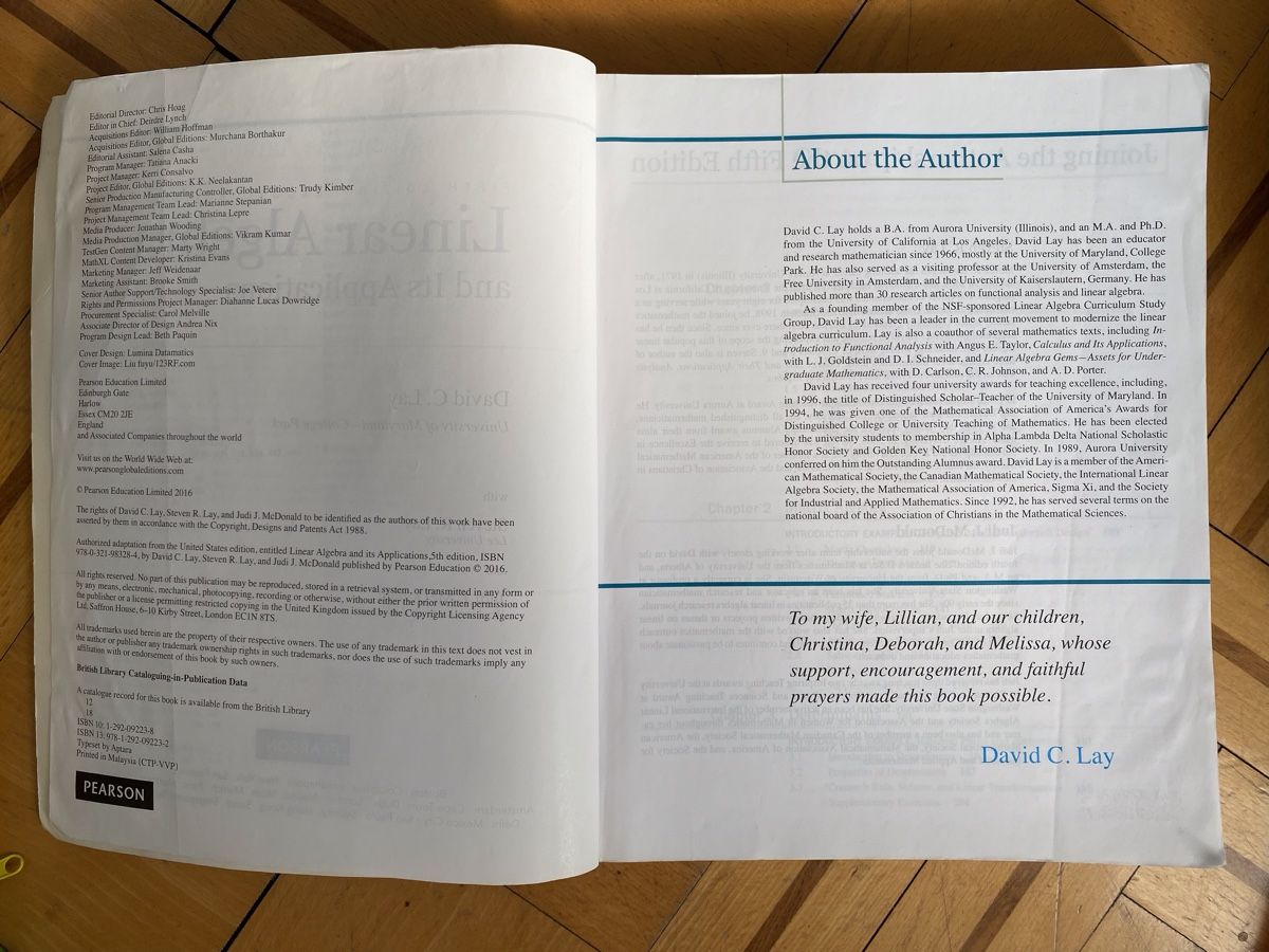 Libri: Linear Algebra and its Applications von David C. Lay – Usato da Rorschach venduto da Fliegenflieger 2